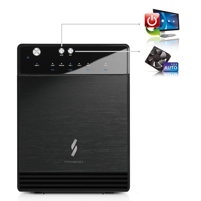 Mediasonic USB 3.2 4 Bay 3.5â€ SATA Hard Drive Enclosure DAS â€“ USB 3.2 Gen 2 10Gbps Type C | USB-C (HF7-SU31C) Support 30TB HDD - Image 3